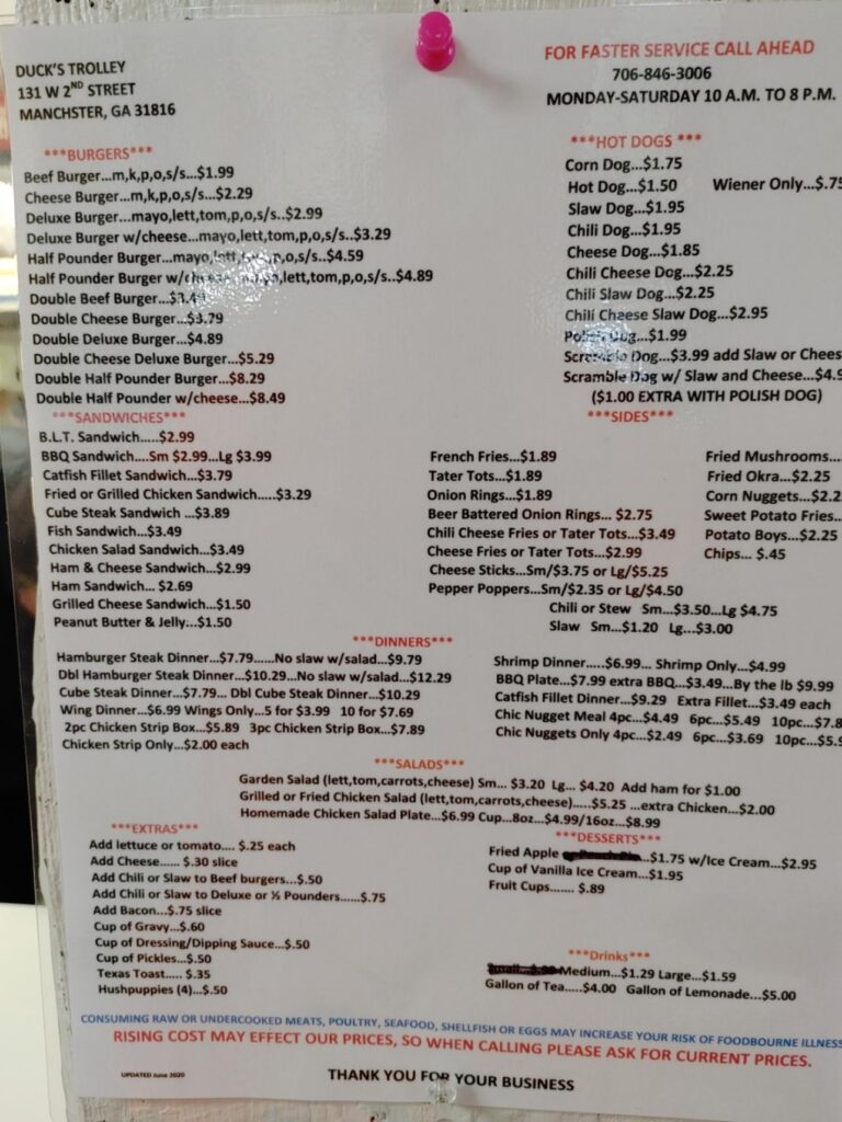 Duck’s Trolley Menu 3