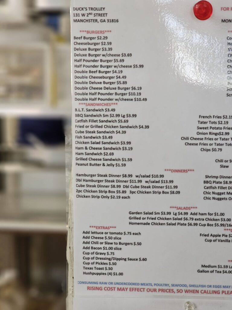 Duck’s Trolley Menu 6